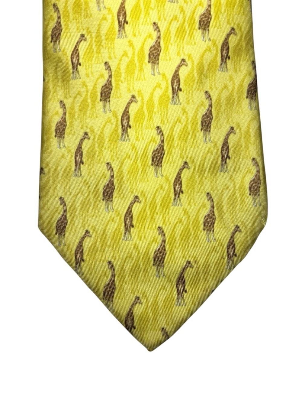 Salvatore Ferragamo Yellow Giraffe Pattern Men's Tie 3.5” x 58”